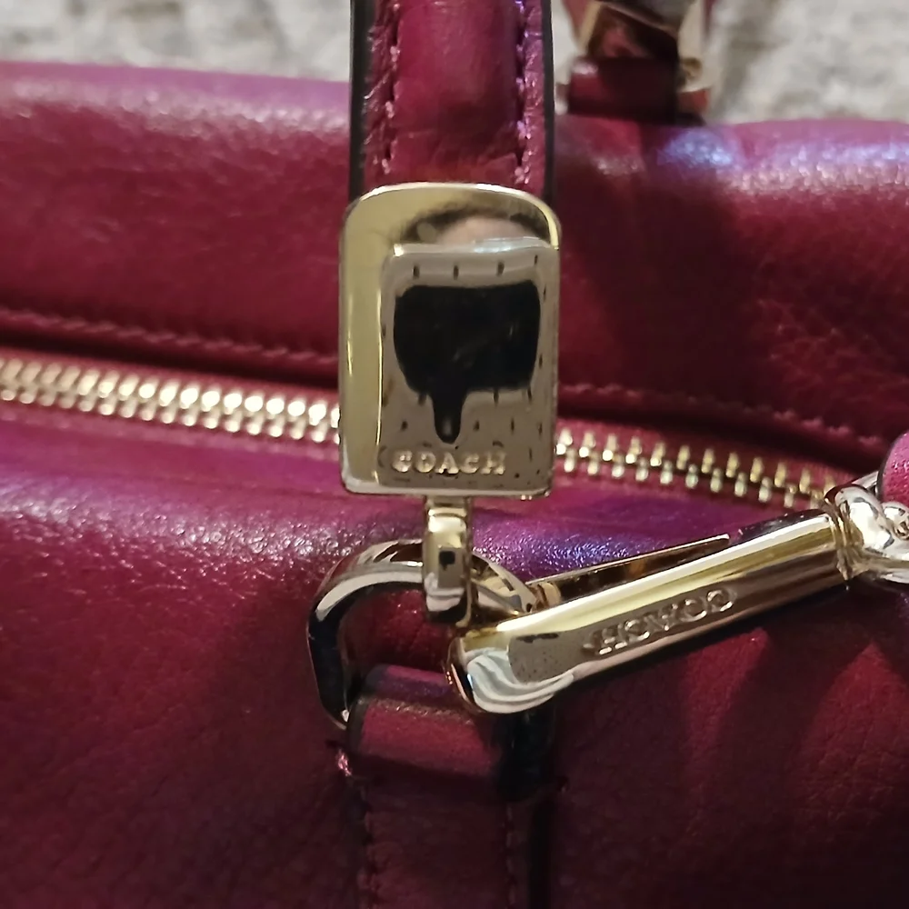 ❤️Coach Pebbled Leather Satchel Crossbody – Raspberry Red – Double Hangtags - Picture 7 of 9